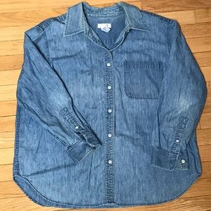 Jones New York Button Up Long Sleeve Jean Top